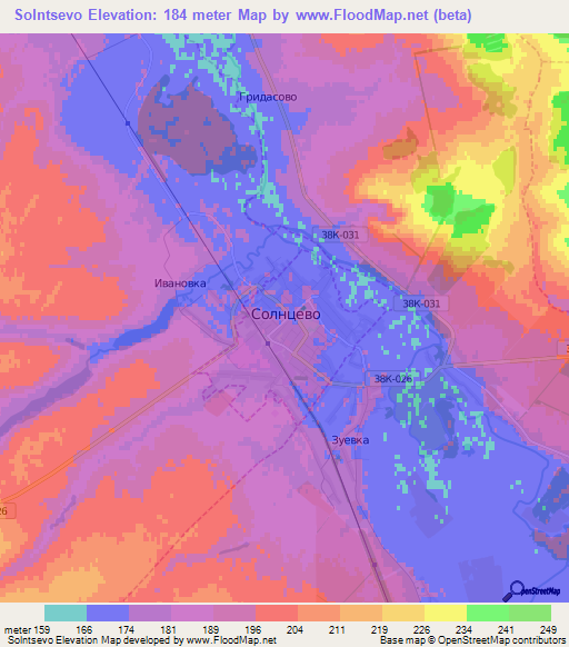 Solntsevo,Russia Elevation Map