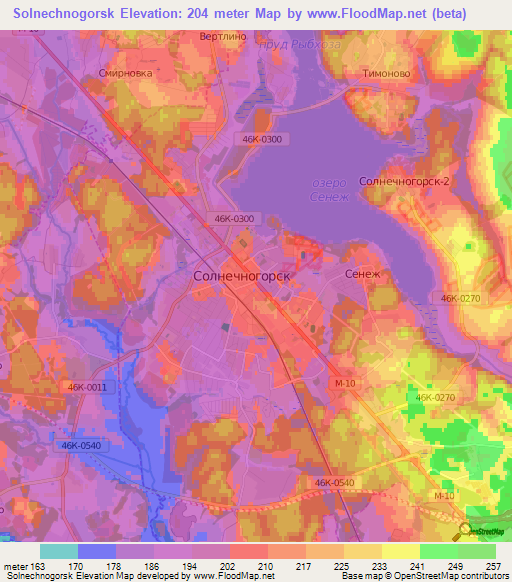 Solnechnogorsk,Russia Elevation Map