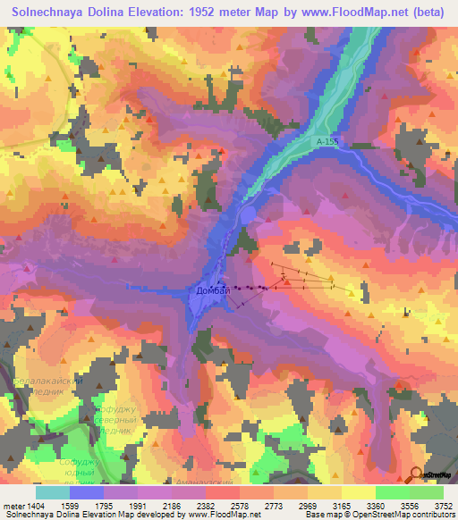 Solnechnaya Dolina,Russia Elevation Map