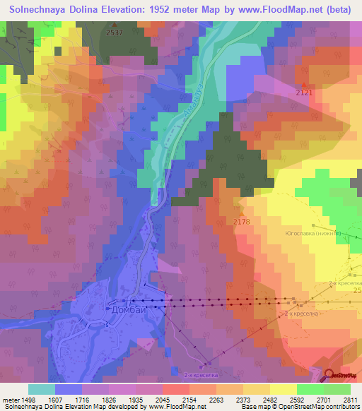 Solnechnaya Dolina,Russia Elevation Map