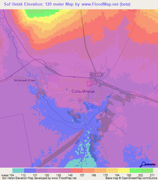 Sol'-Iletsk,Russia Elevation Map