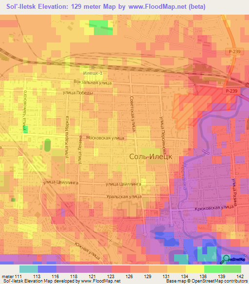 Sol'-Iletsk,Russia Elevation Map