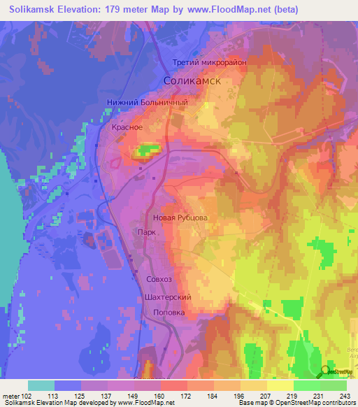 Solikamsk,Russia Elevation Map