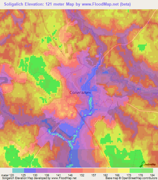 Soligalich,Russia Elevation Map