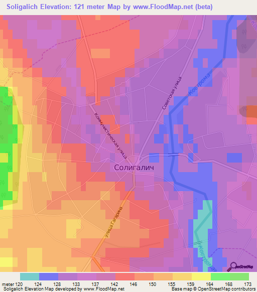 Soligalich,Russia Elevation Map