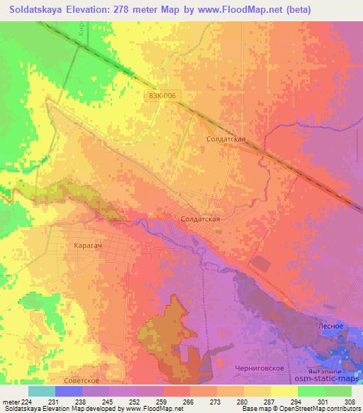 Soldatskaya,Russia Elevation Map