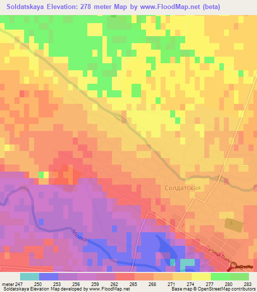 Soldatskaya,Russia Elevation Map