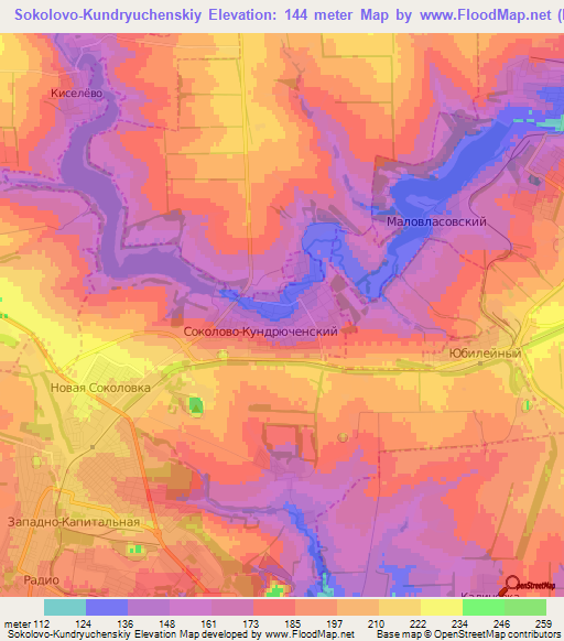 Sokolovo-Kundryuchenskiy,Russia Elevation Map