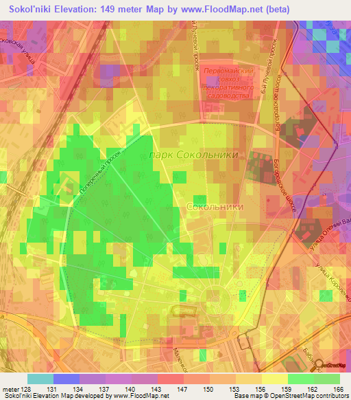 Sokol'niki,Russia Elevation Map