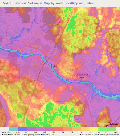 Sokol,Russia Elevation Map