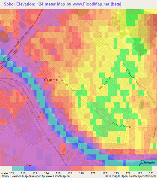 Sokol,Russia Elevation Map