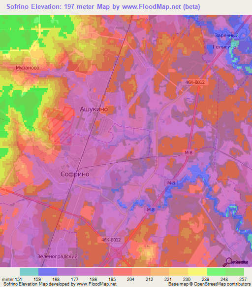Sofrino,Russia Elevation Map