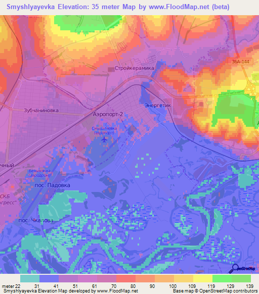 Smyshlyayevka,Russia Elevation Map