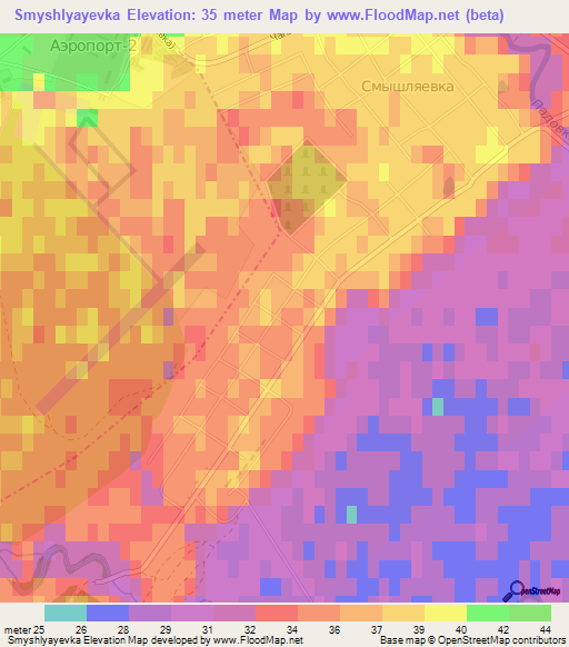 Smyshlyayevka,Russia Elevation Map