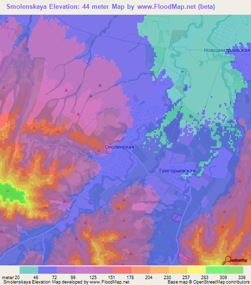 Smolenskaya,Russia Elevation Map