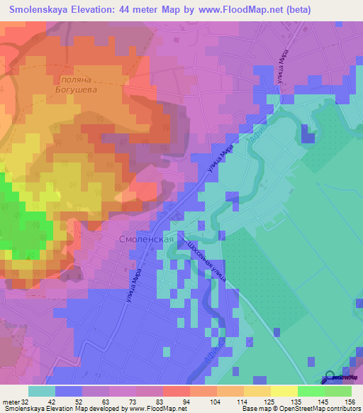 Smolenskaya,Russia Elevation Map