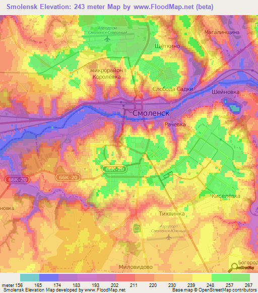 Smolensk,Russia Elevation Map