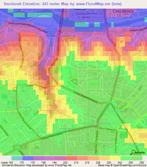 Smolensk,Russia Elevation Map