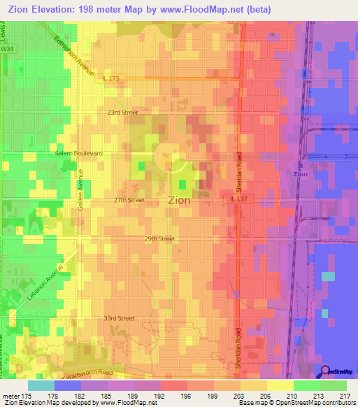 Zion,US Elevation Map