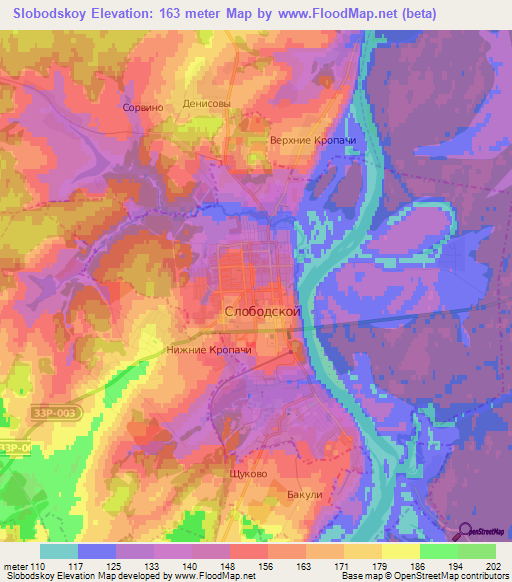 Slobodskoy,Russia Elevation Map