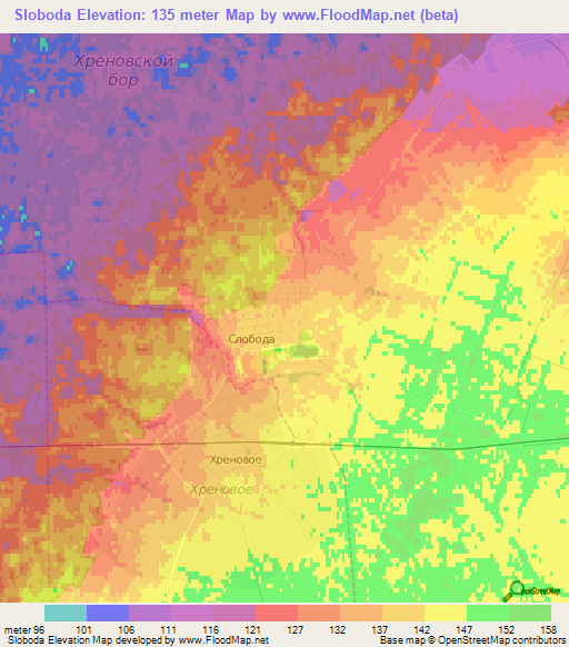 Sloboda,Russia Elevation Map