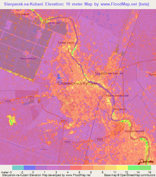 Slavyansk-na-Kubani,Russia Elevation Map