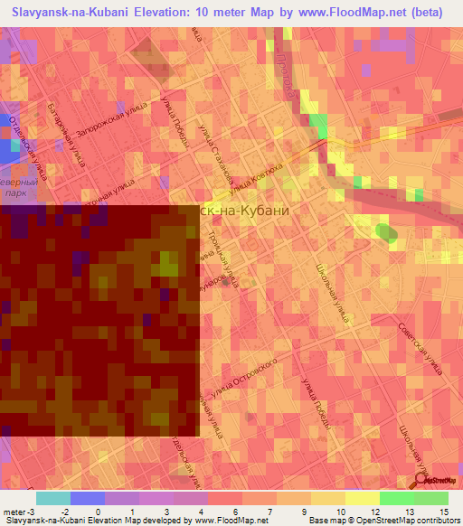 Slavyansk-na-Kubani,Russia Elevation Map