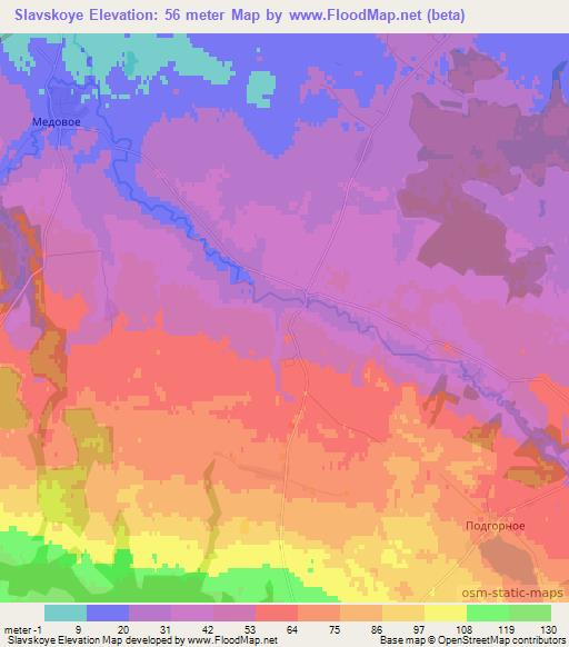 Slavskoye,Russia Elevation Map