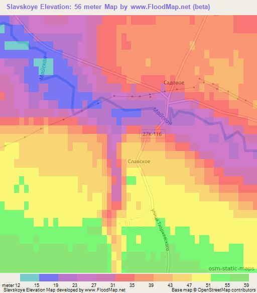 Slavskoye,Russia Elevation Map