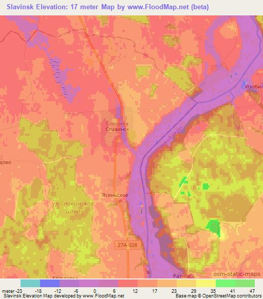 Slavinsk,Russia Elevation Map