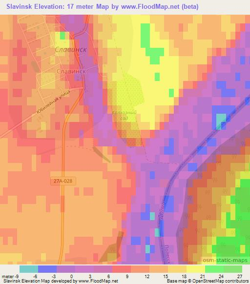 Slavinsk,Russia Elevation Map