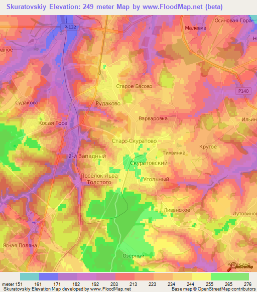 Skuratovskiy,Russia Elevation Map