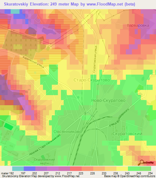 Skuratovskiy,Russia Elevation Map