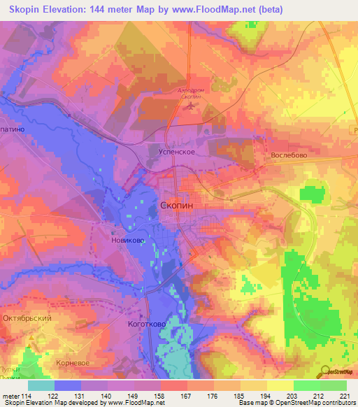 Skopin,Russia Elevation Map