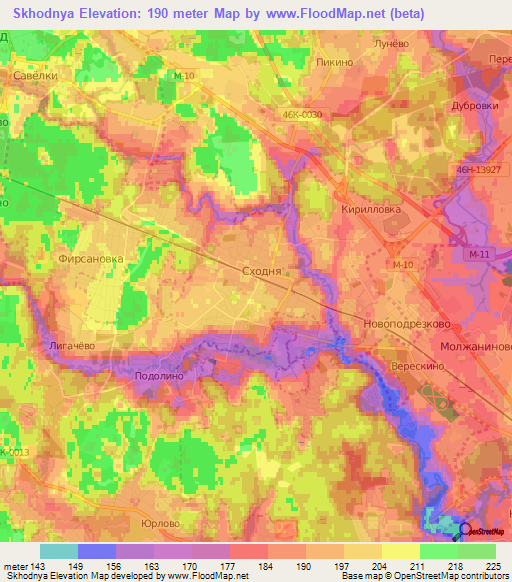 Skhodnya,Russia Elevation Map