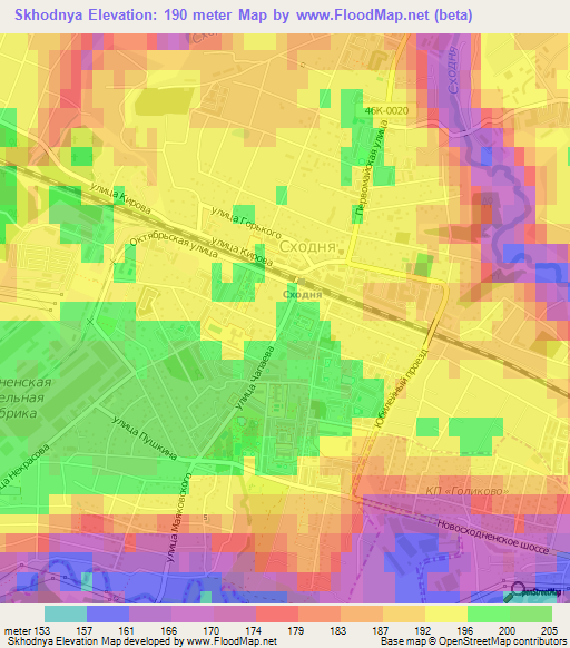 Skhodnya,Russia Elevation Map