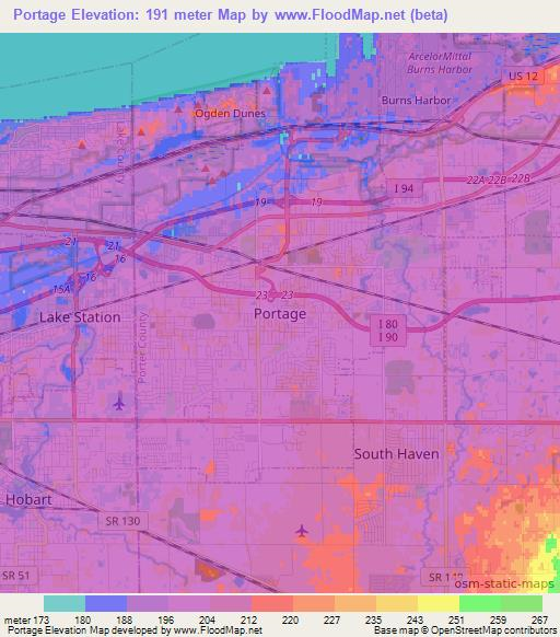 Elevation of Portage,US Elevation Map, Topography, Contour