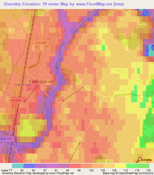 Siverskiy,Russia Elevation Map