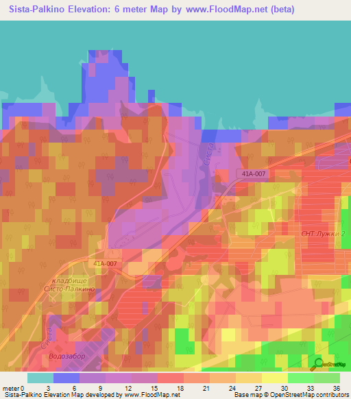 Sista-Palkino,Russia Elevation Map