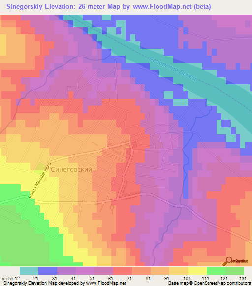 Sinegorskiy,Russia Elevation Map