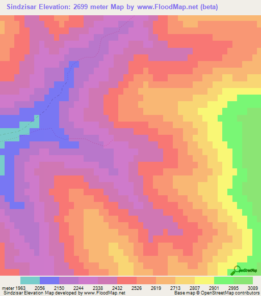 Sindzisar,Russia Elevation Map