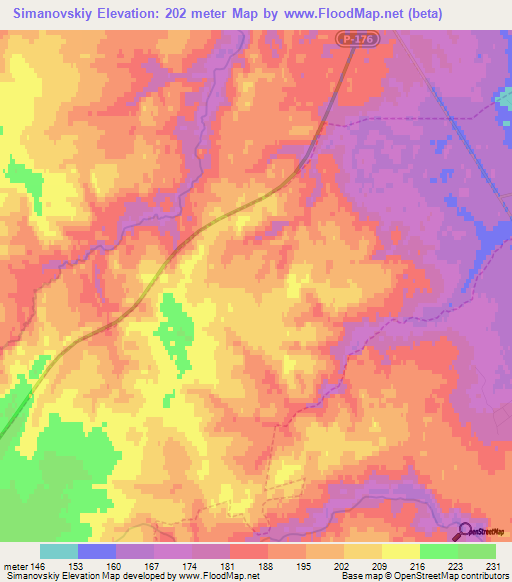 Simanovskiy,Russia Elevation Map