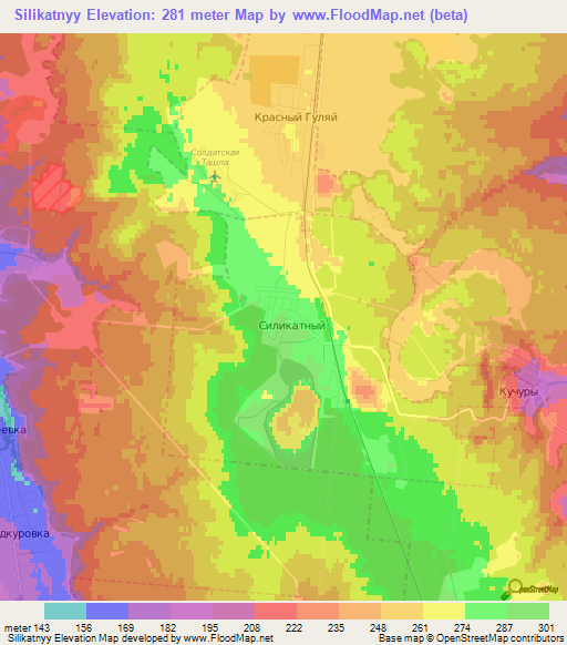 Silikatnyy,Russia Elevation Map