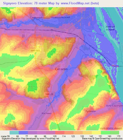 Sigayevo,Russia Elevation Map