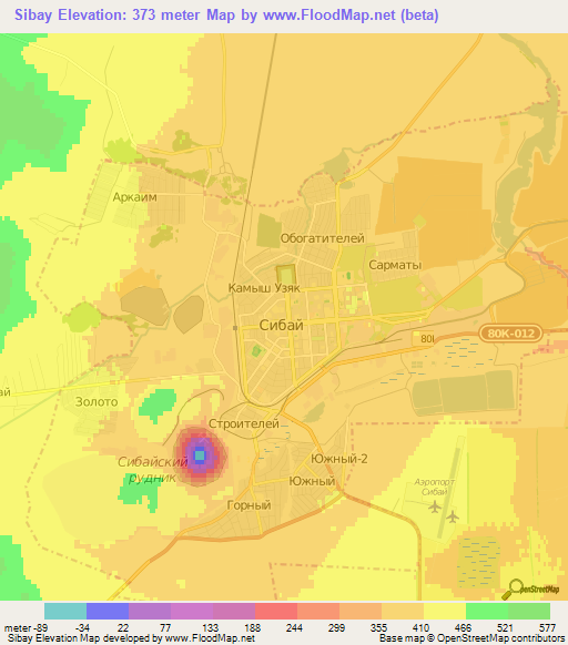 Sibay,Russia Elevation Map