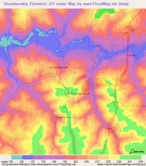 Shvartsevskiy,Russia Elevation Map