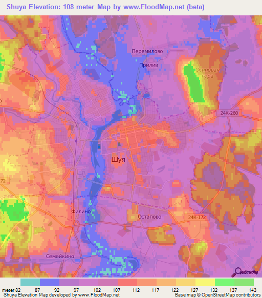 Shuya,Russia Elevation Map