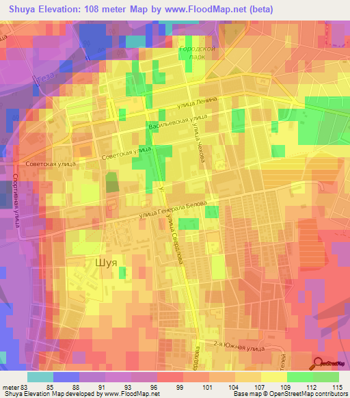 Shuya,Russia Elevation Map