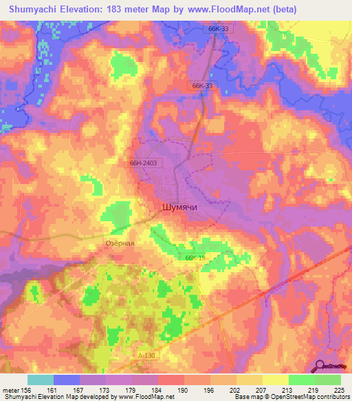 Shumyachi,Russia Elevation Map