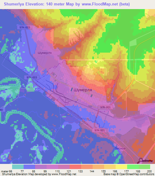 Shumerlya,Russia Elevation Map